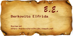 Berkovits Elfrida névjegykártya